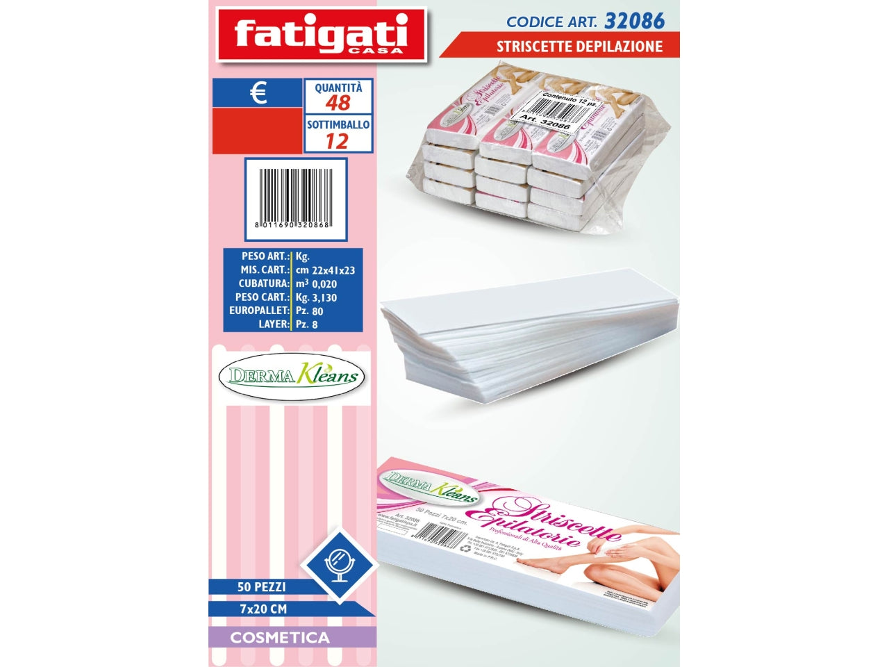 Striscette depilazione 7x20cm confezione contiene 50pz