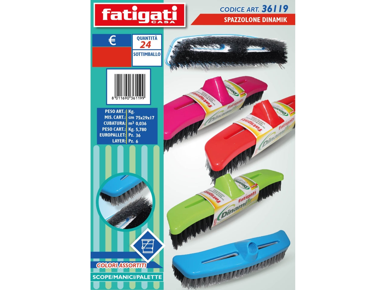 Spazzolone dinamik con robuste fibre in polipropilene ideali per rimuovere lo sporco più ostinato