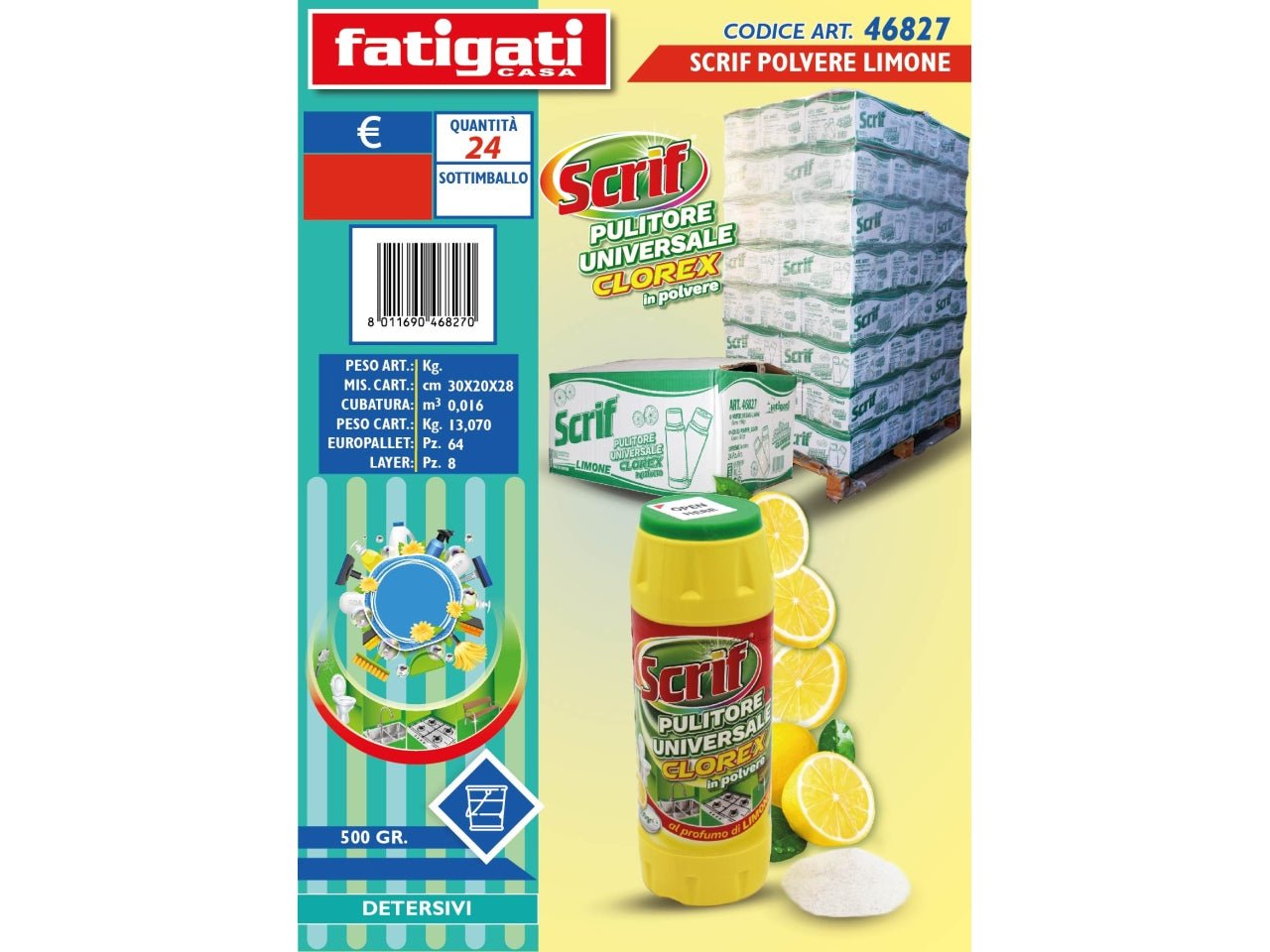 Detergente scrif in polvere al profumo di limone 500gr