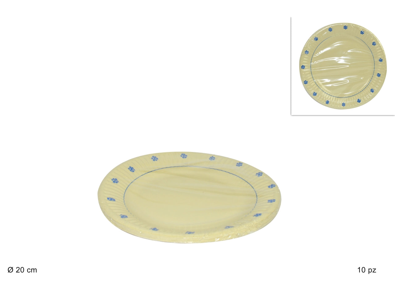 Piatti di carta 20cm blue flower confezione da 10 piatti
