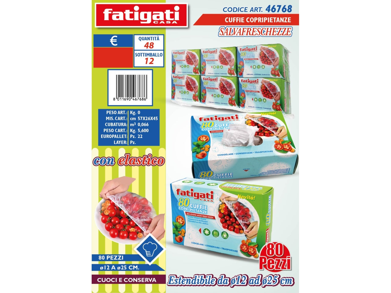 Cuffie copri pietanze con elastico trasparente