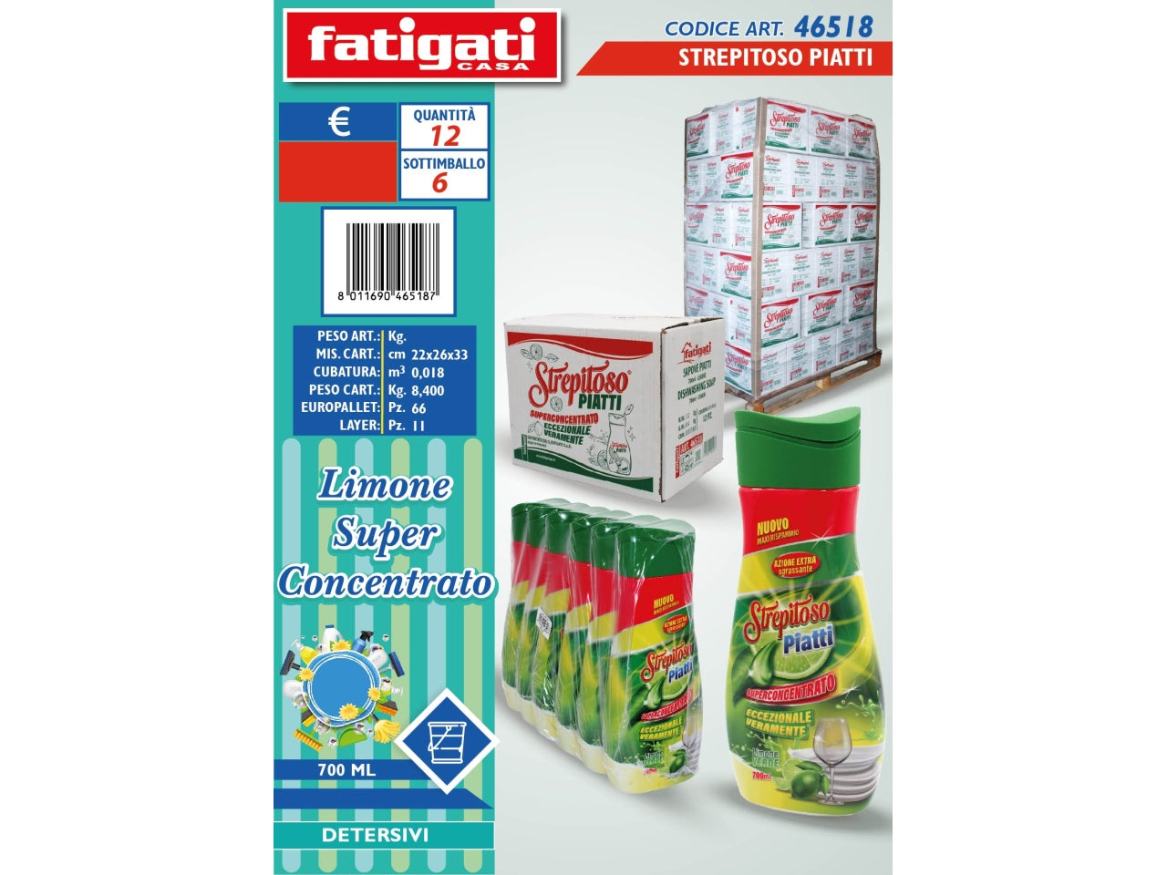 Detergente piatti strepitoso al profumo di limone superconcentrato 700ml