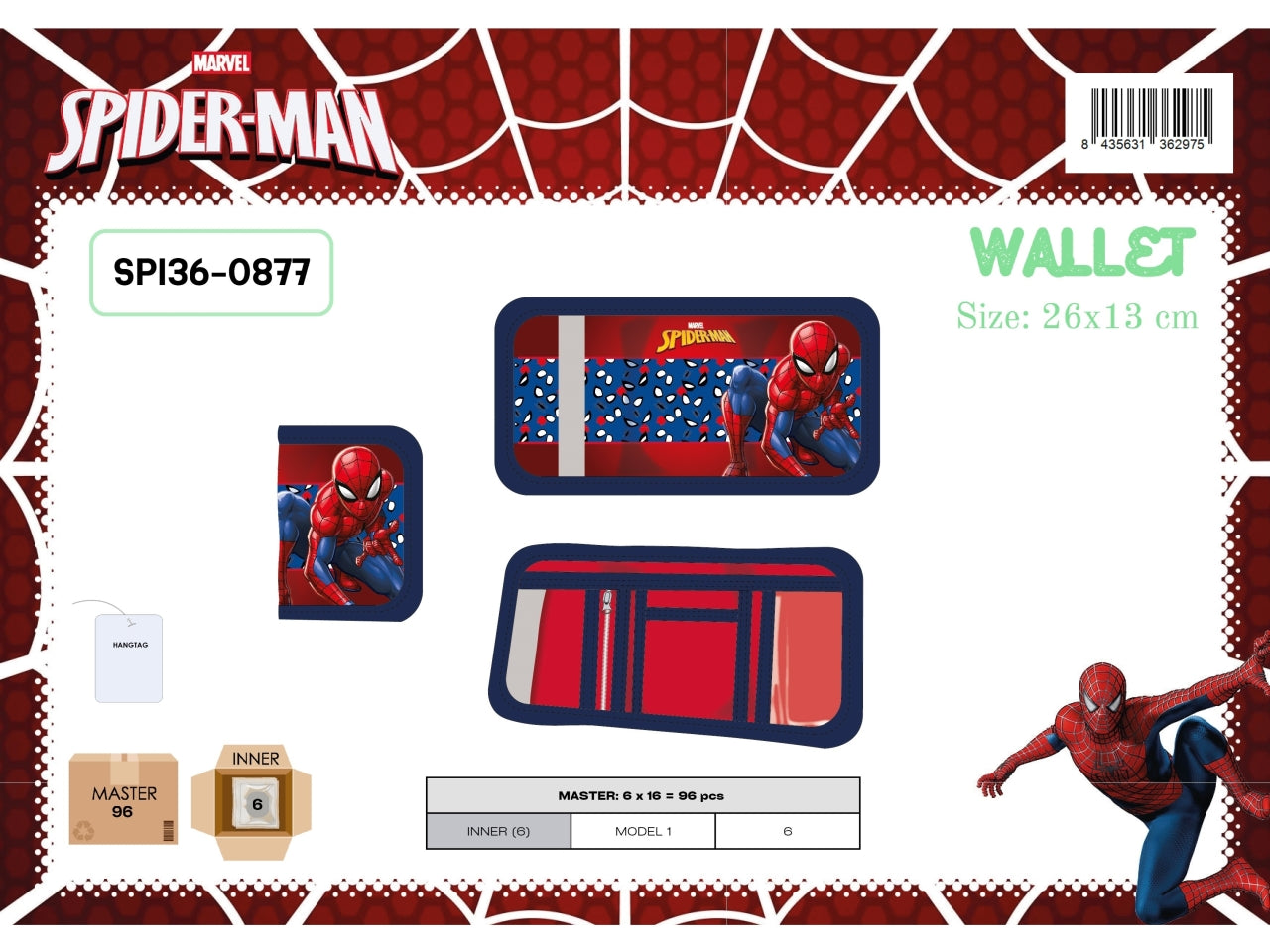 Spiderman portafogli 26x13cm