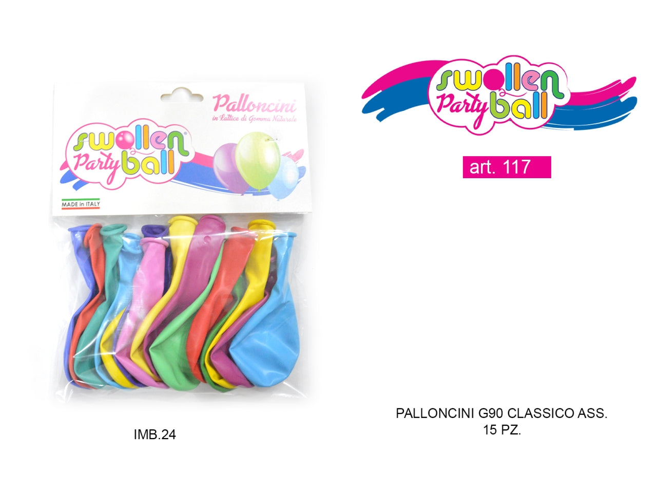 Palloncini gomma classico 15 pezzi assortiti