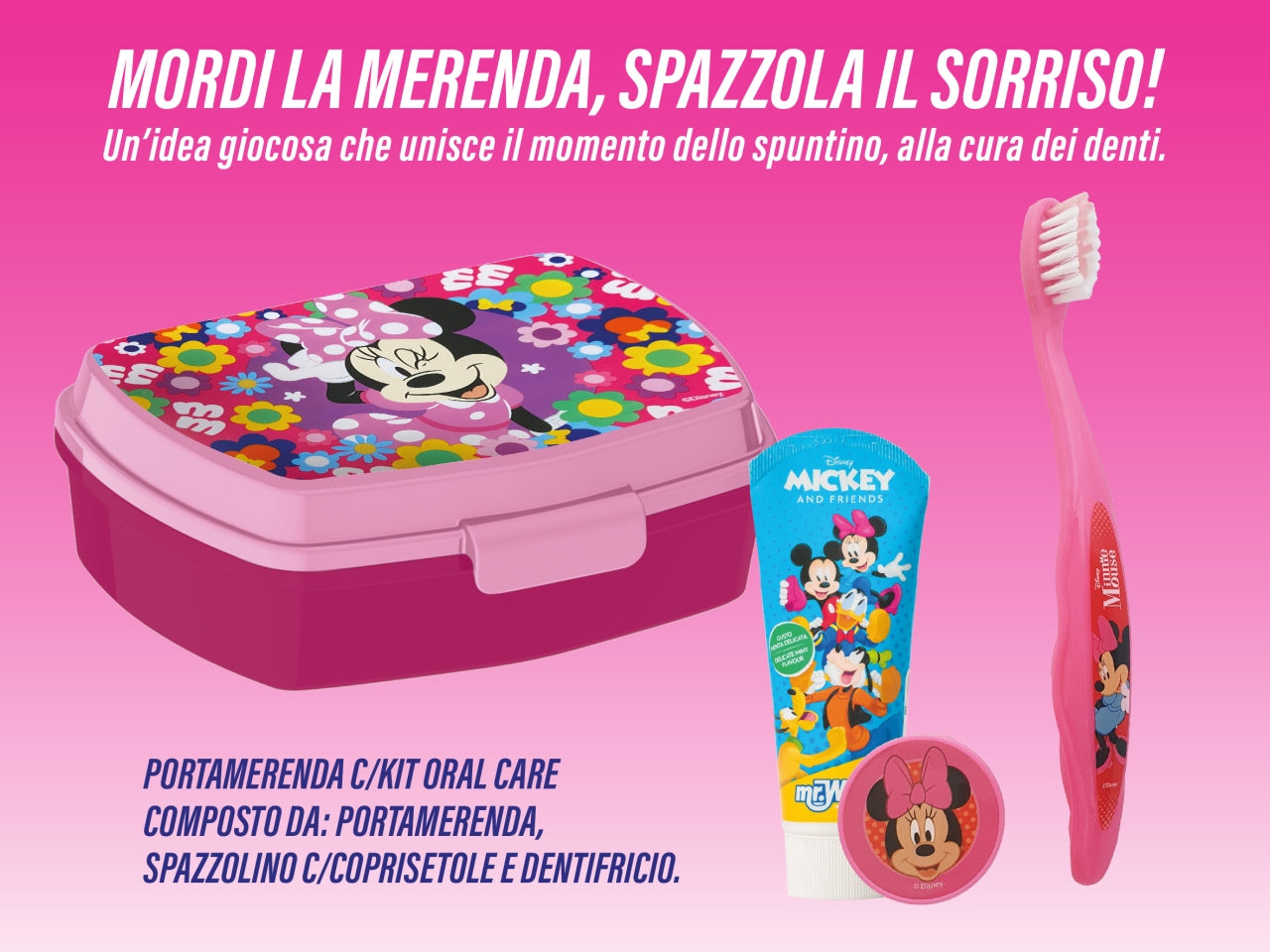 Minnie portamerenda con spazzolino e dentifricio