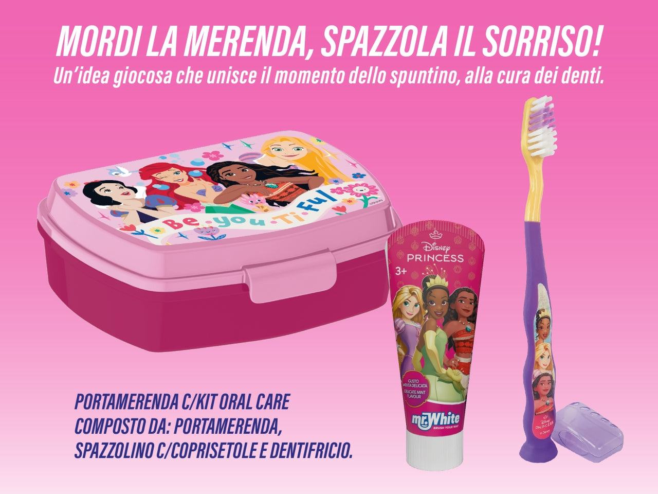 Principesse portamerenda con spazzolino dentifricio