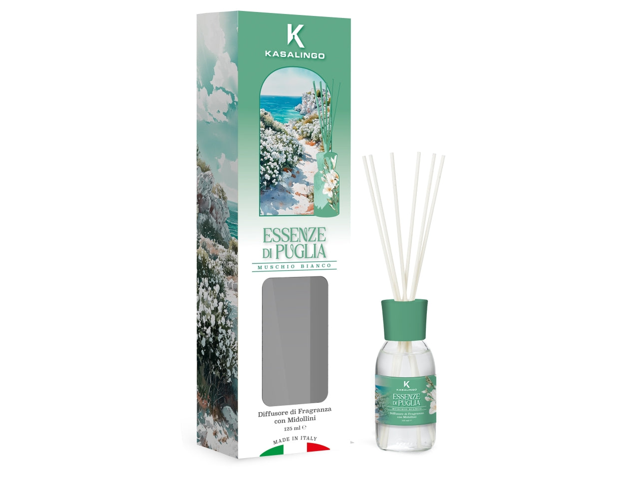Diffusori con bacchette 125ml muschio bianco