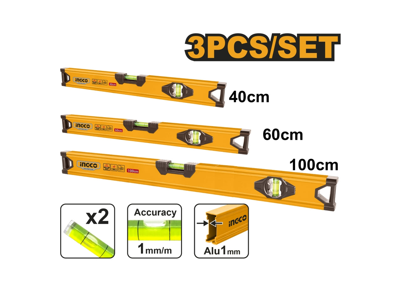 Livelle 40/60/100cm set da 3 livelle