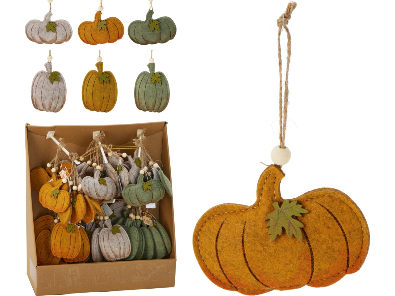 Pendente zucca in feltro 11cm colori assortiti