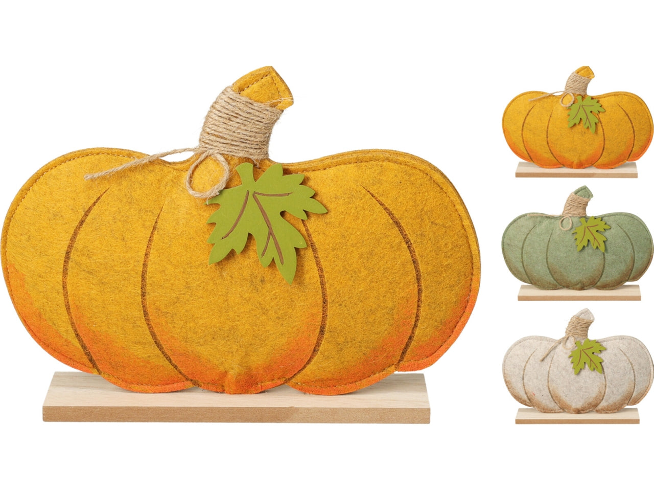 Zucca feltro base legno 18cm colori assortiti