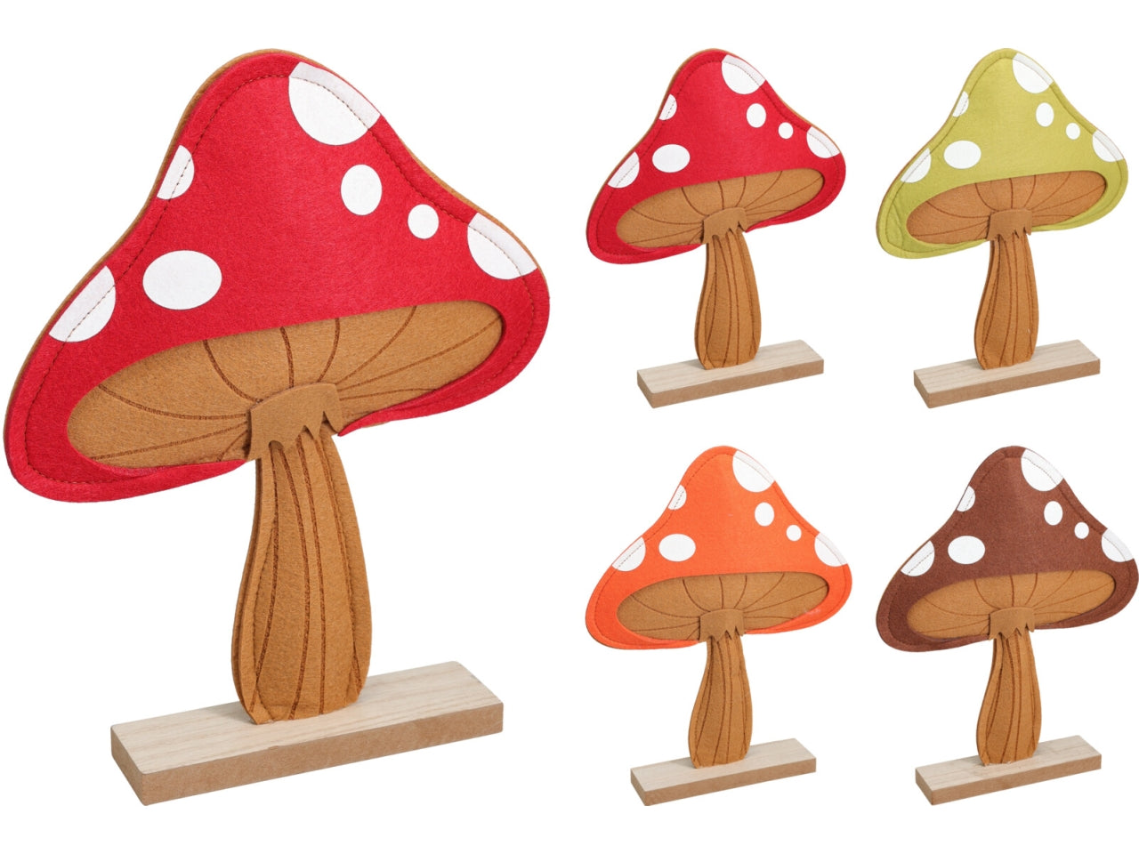 Fungo feltro con base legno 32cm colori assortiti
