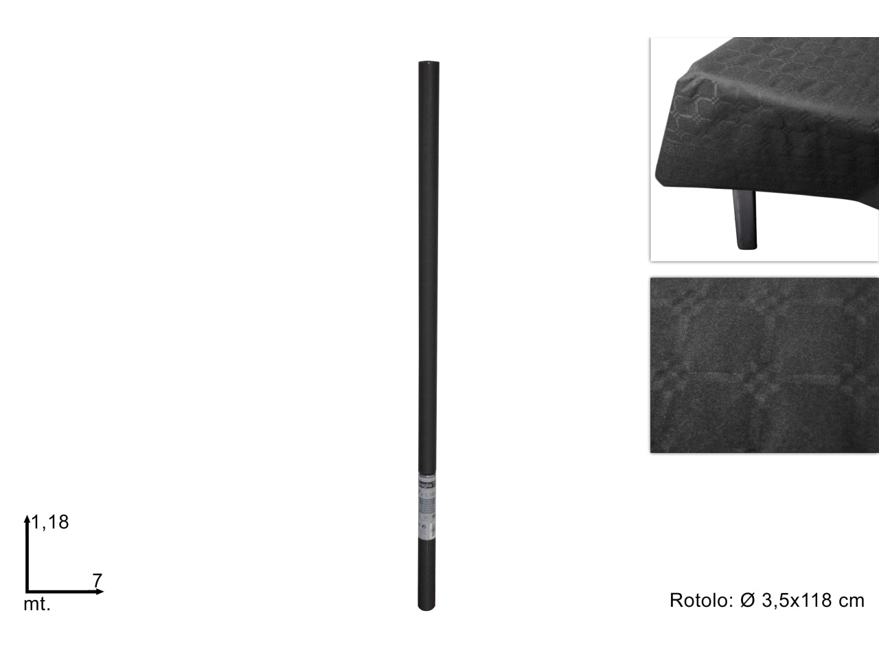 Tovaglia damascata 1,18x7mt nera