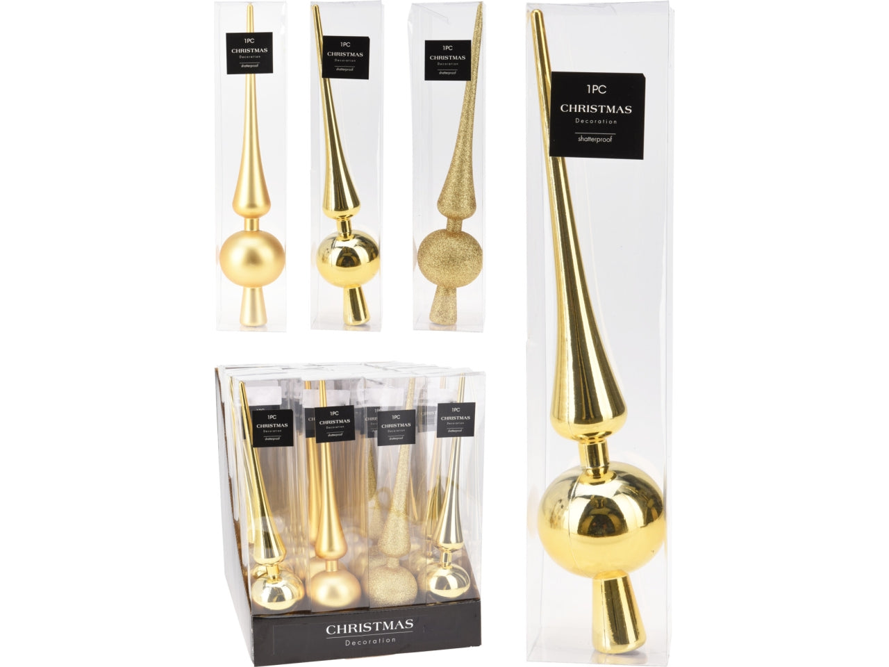 Puntale albero 27cm oro assortiti