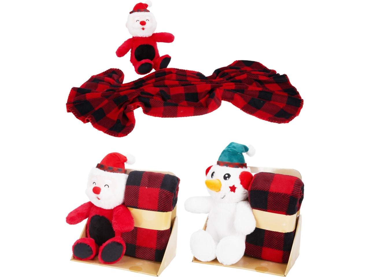 Peluche 40cm con coperta 90x75cm 2 soggetti