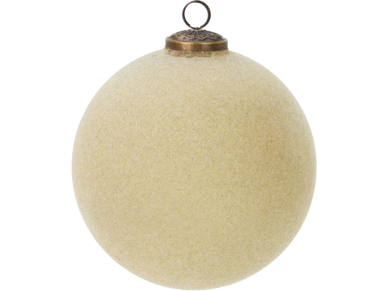 Palla 15cm in vetro floccata beige