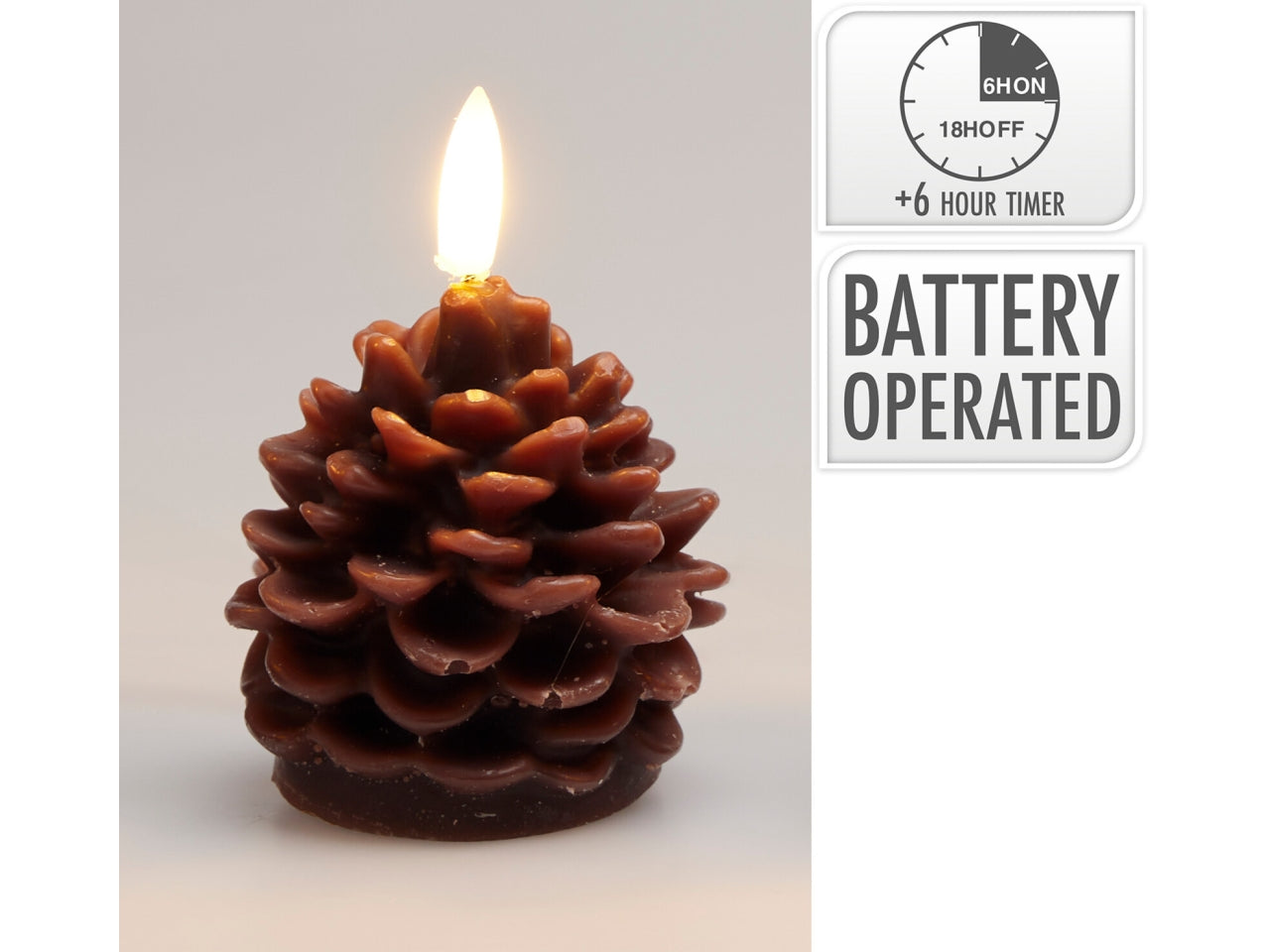 Candela pigna marrone con led 7cm