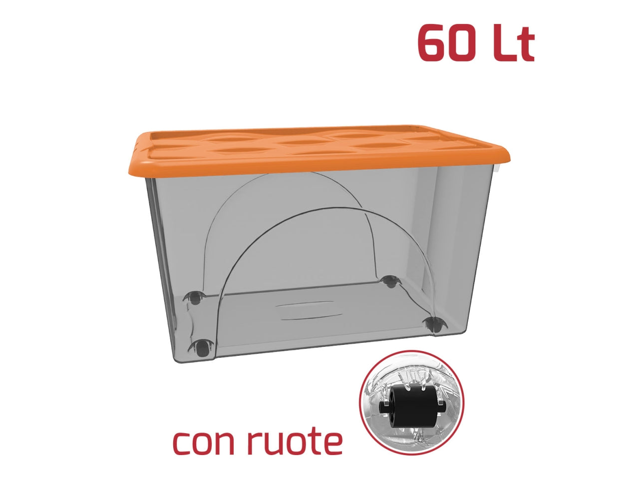Storage box dune 60lt con ruote fume' + coperchio assortito