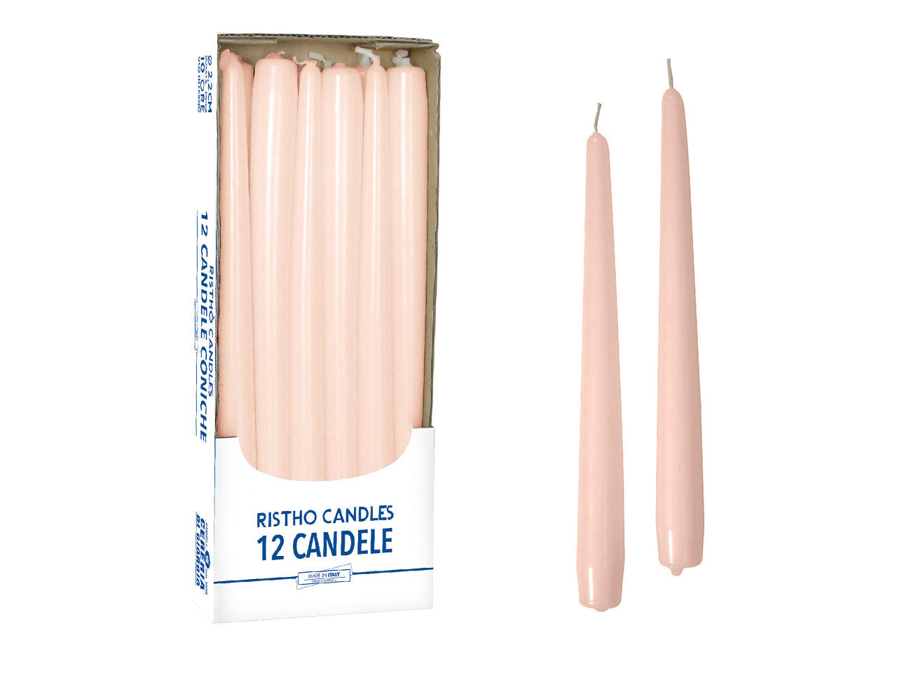 Confezione di 12 candele coniche alte 30cm color pesca