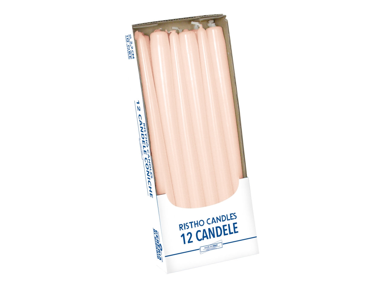 Confezione di 12 candele coniche alte 30cm color pesca