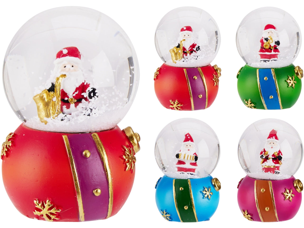 Palla di neve 4,5cm con babbo natale assortite