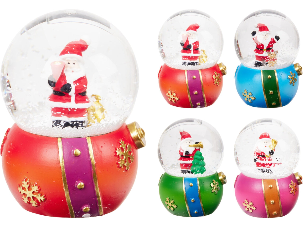 Palla di neve 6,5cm con babbo natale assortite