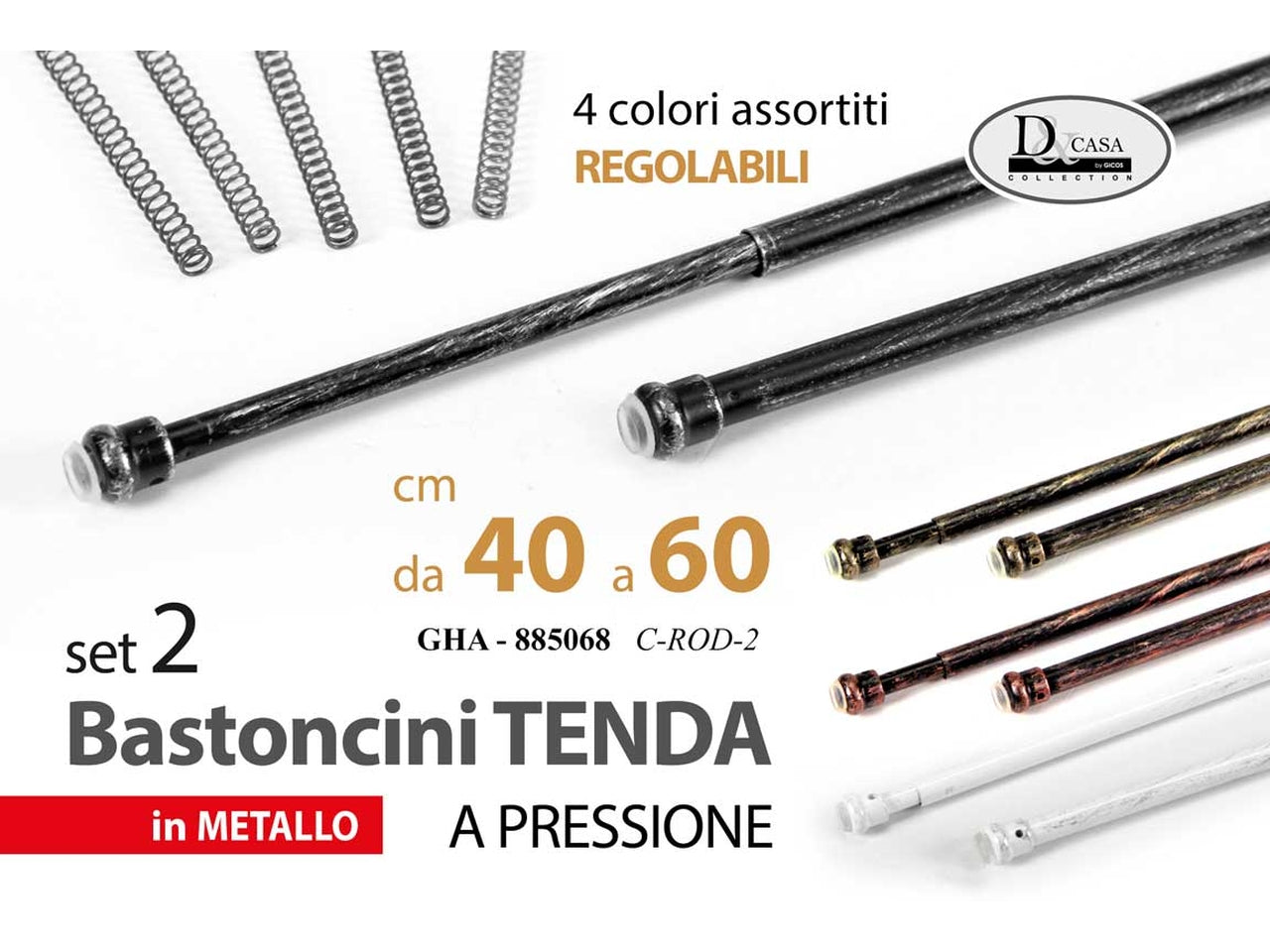 Aste tenda a pressione in metallo da 40 a 60cm assortiti
