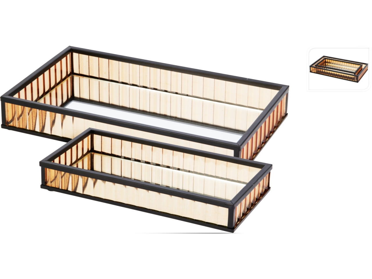 Vassoi vetro e metallo 2 pezzi