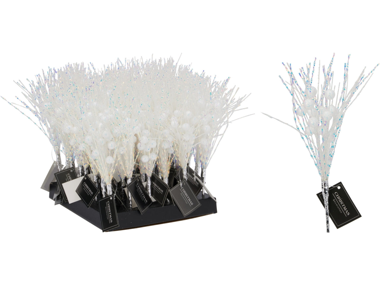 Ramo 23cm bianco metallic