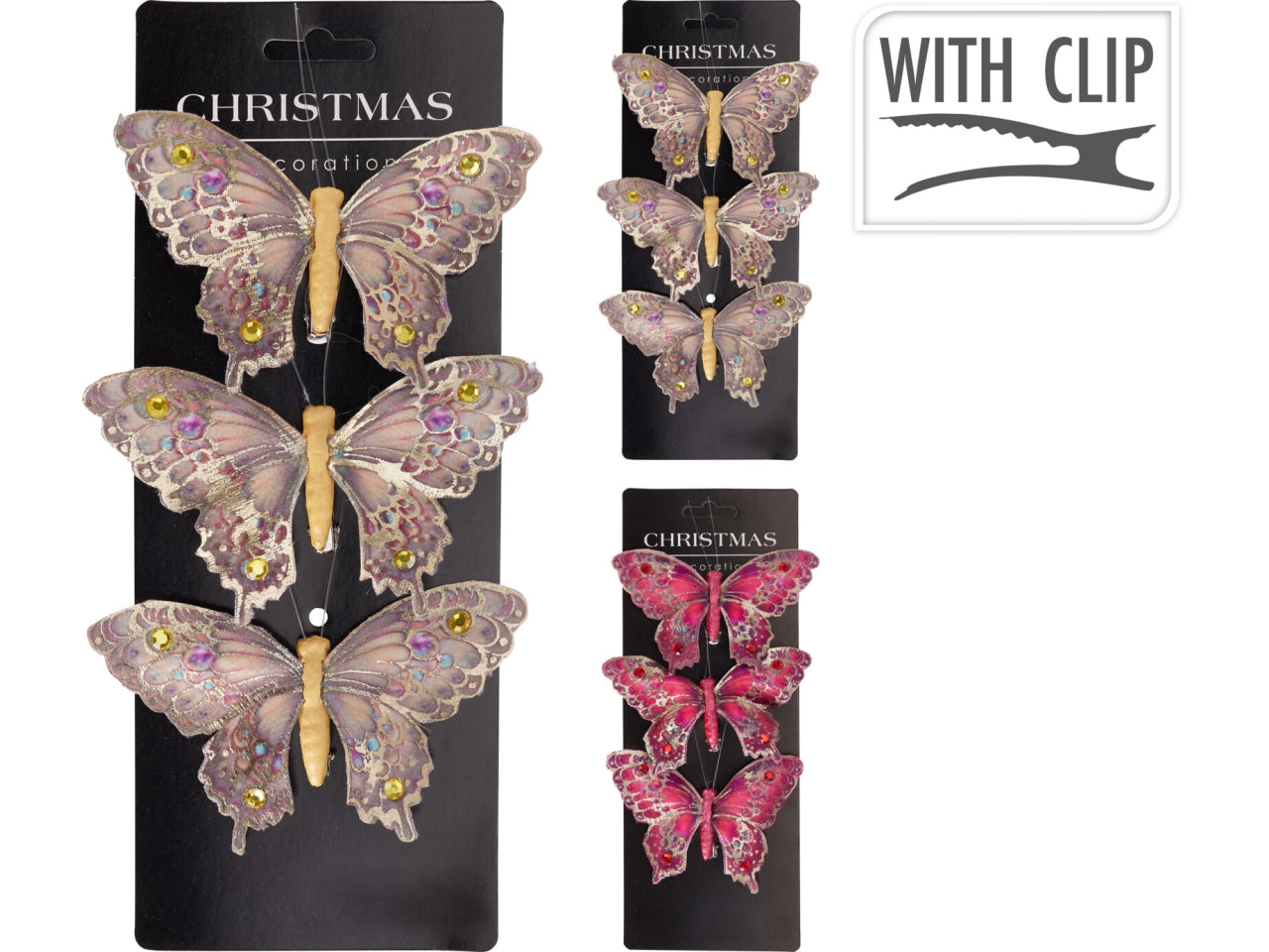 Farfalle con clip 2 pezzi 12cm assortite