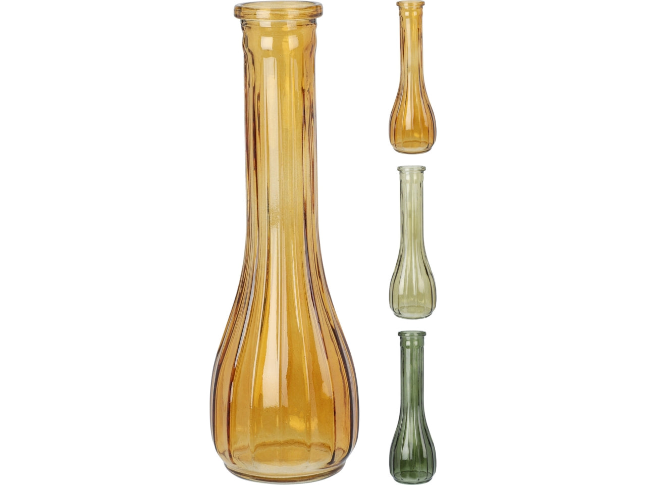 Vaso in vetro a rilievo 21cm,assortiti