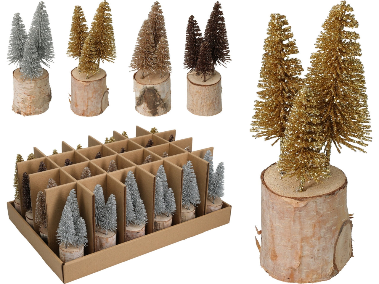 Alberello 15cm con base legno assortiti