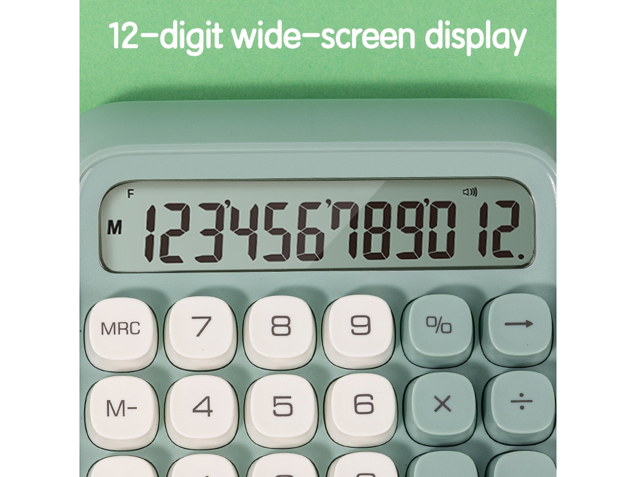 Calcolatrice 12 cifre tasti a rilievo verde pastello