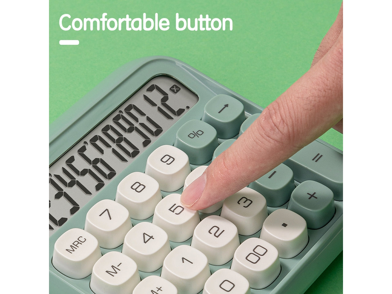 Calcolatrice 12 cifre tasti a rilievo verde pastello