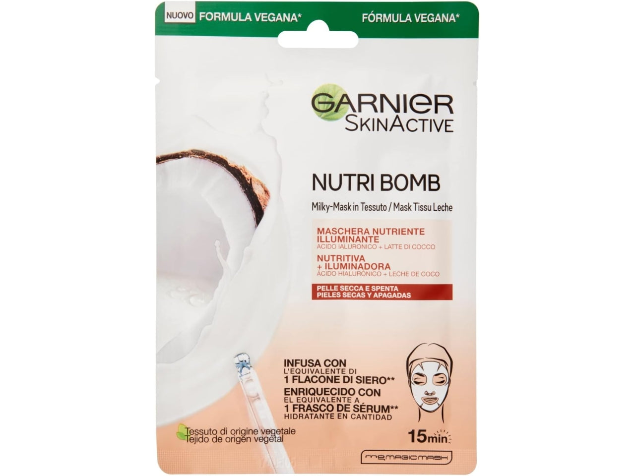 Garnier maschera viso in tessuto nutibomb al cocco