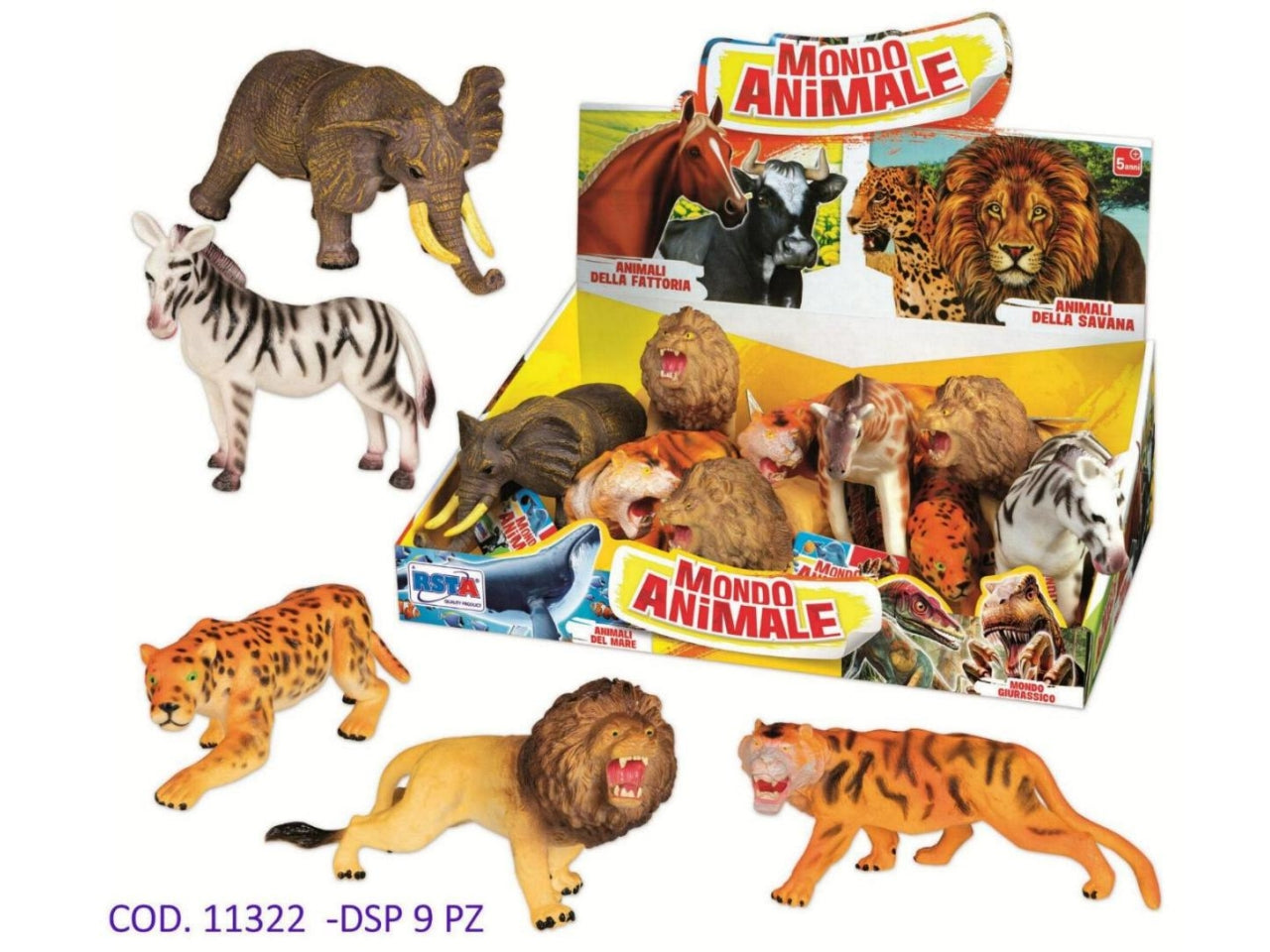 Confezione di 9 animali selvaggi 22cm