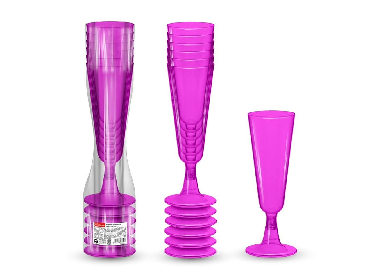 Flute champagne 125ml 6 pezzi fucsia