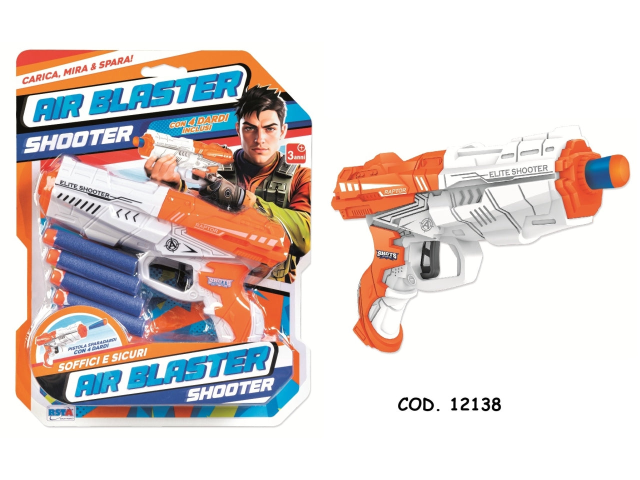 Pistola air blaster blister con 4 dardi
