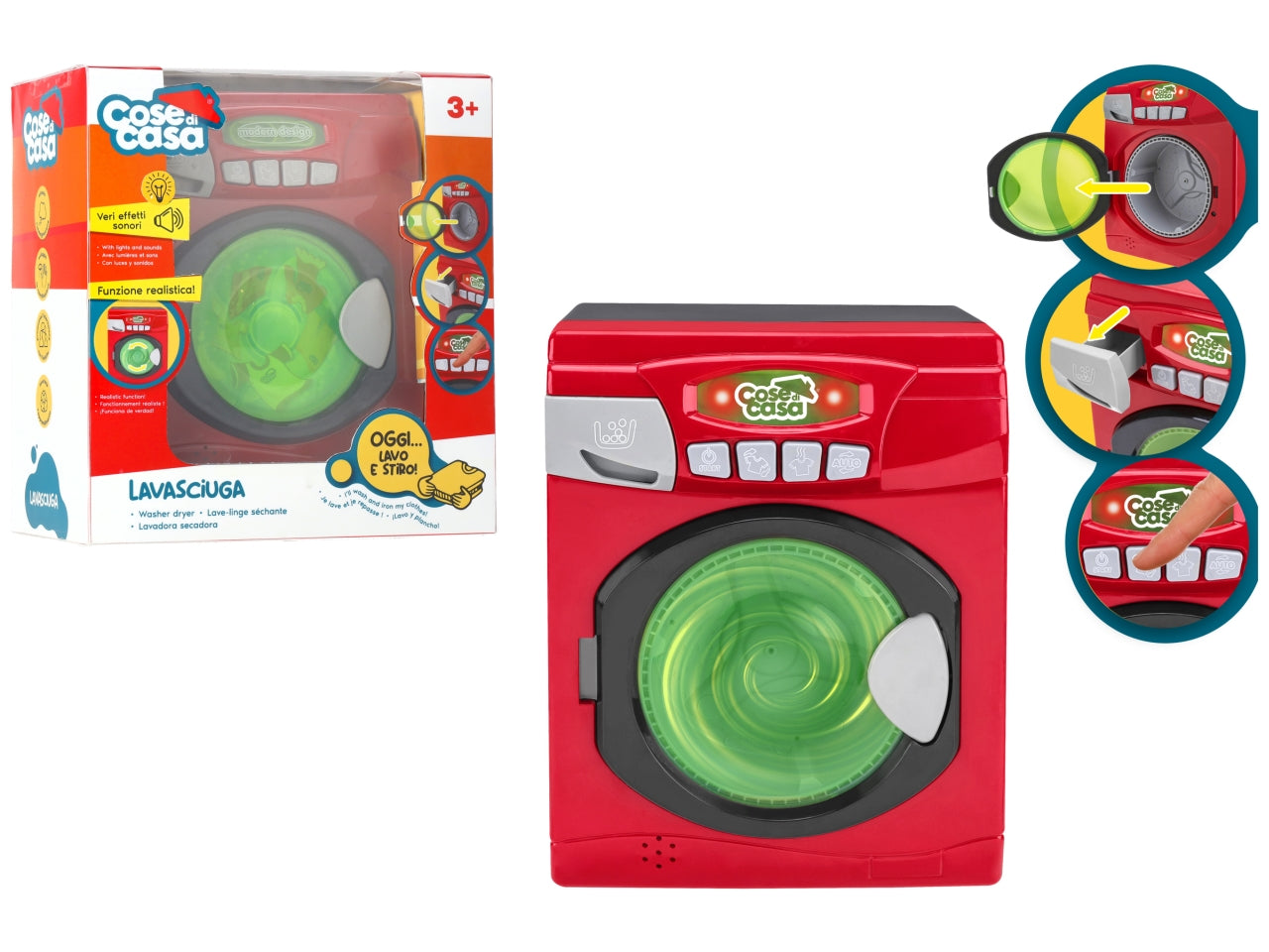Cose di casa lavatrice con luci suoni e centrifuga a batteria