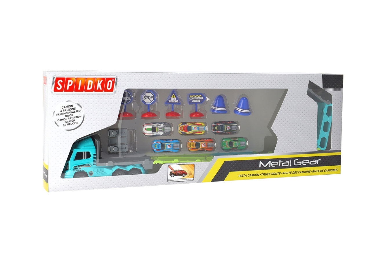 Spidko pista camion con frizione e lanciatore e 3 veicoli