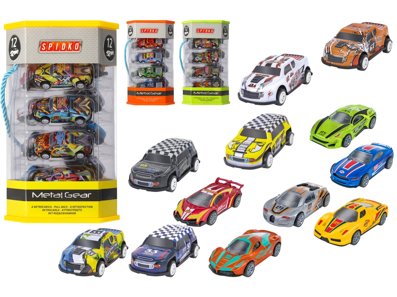 Spidko auto in metallo 1:64 retrocarica assortiti di colore e modello