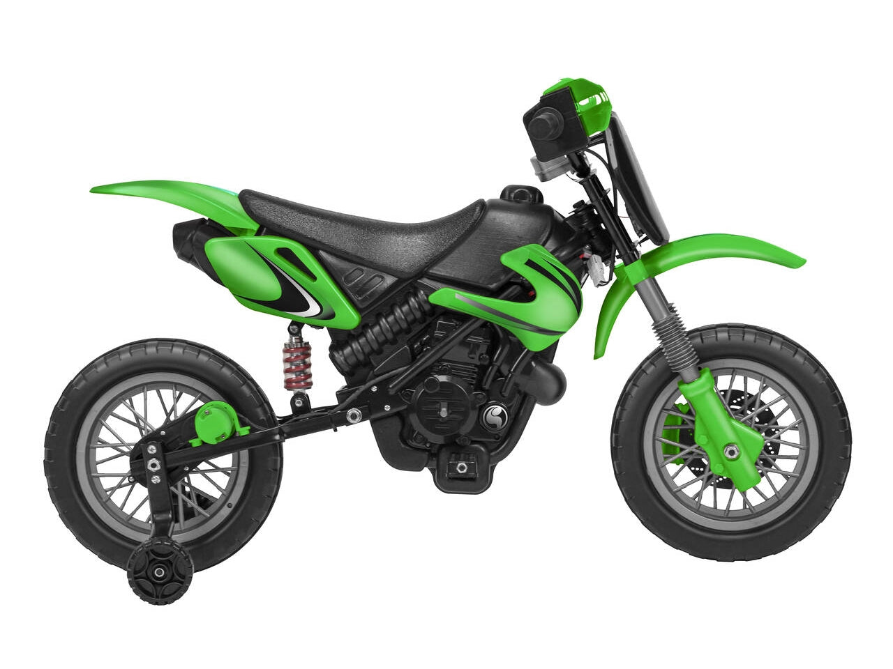 E-spidko moto cross a batteria li-ion 12v di colore verde