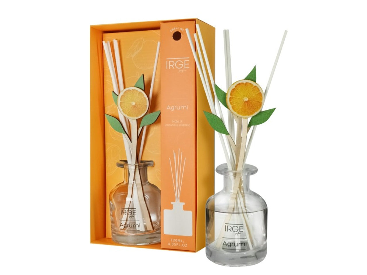 Diffusore 120ml irge bastoncini in legno agrumi