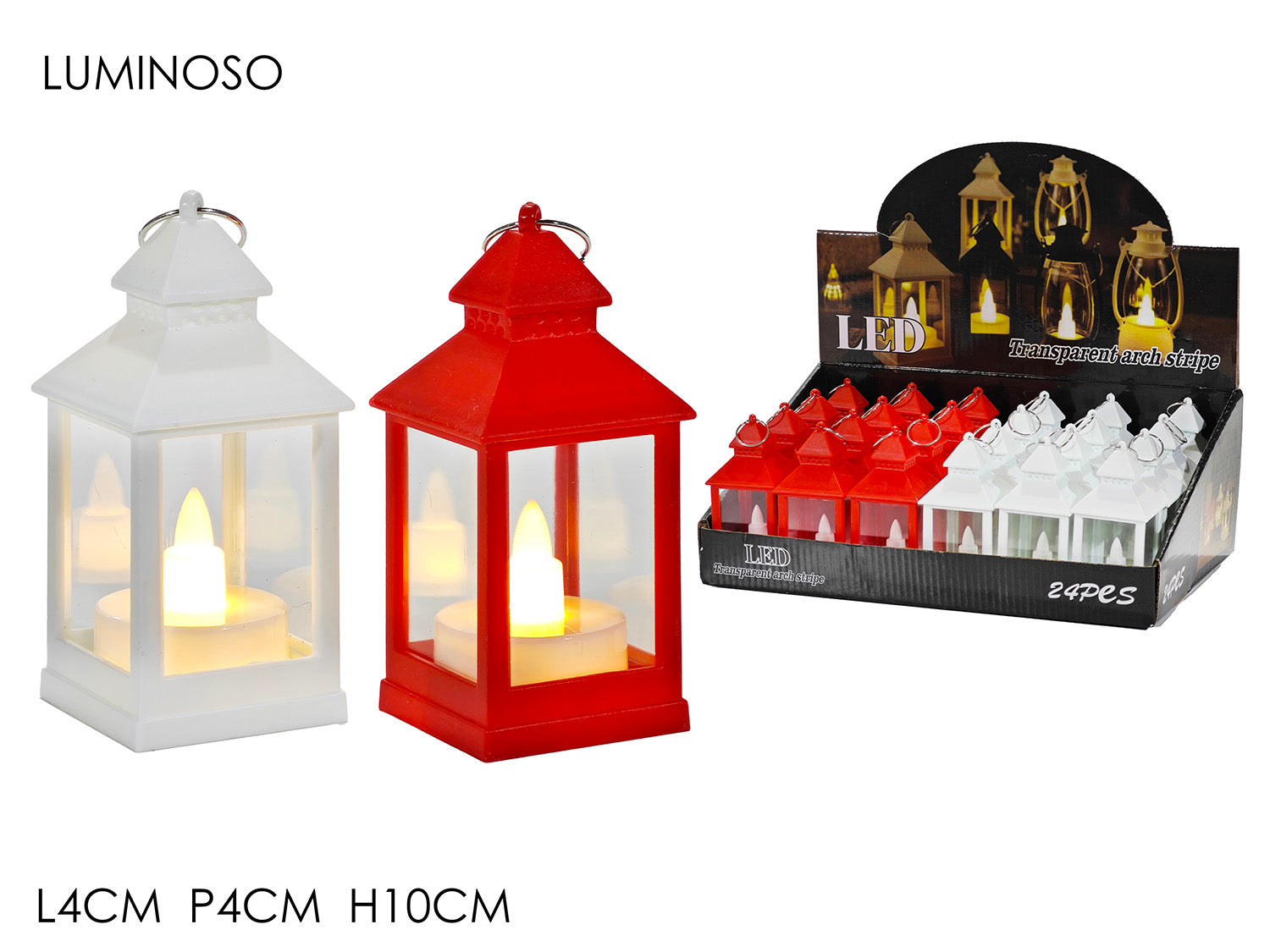 Lanterna luminosa a batteria 4x4xh.10cm in colori assortiti