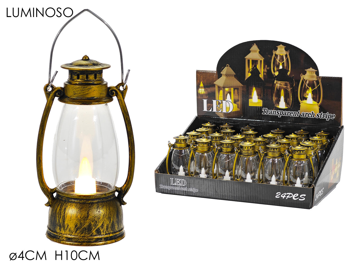 Lanterna luminosa a batteria 4x4xh.10cm