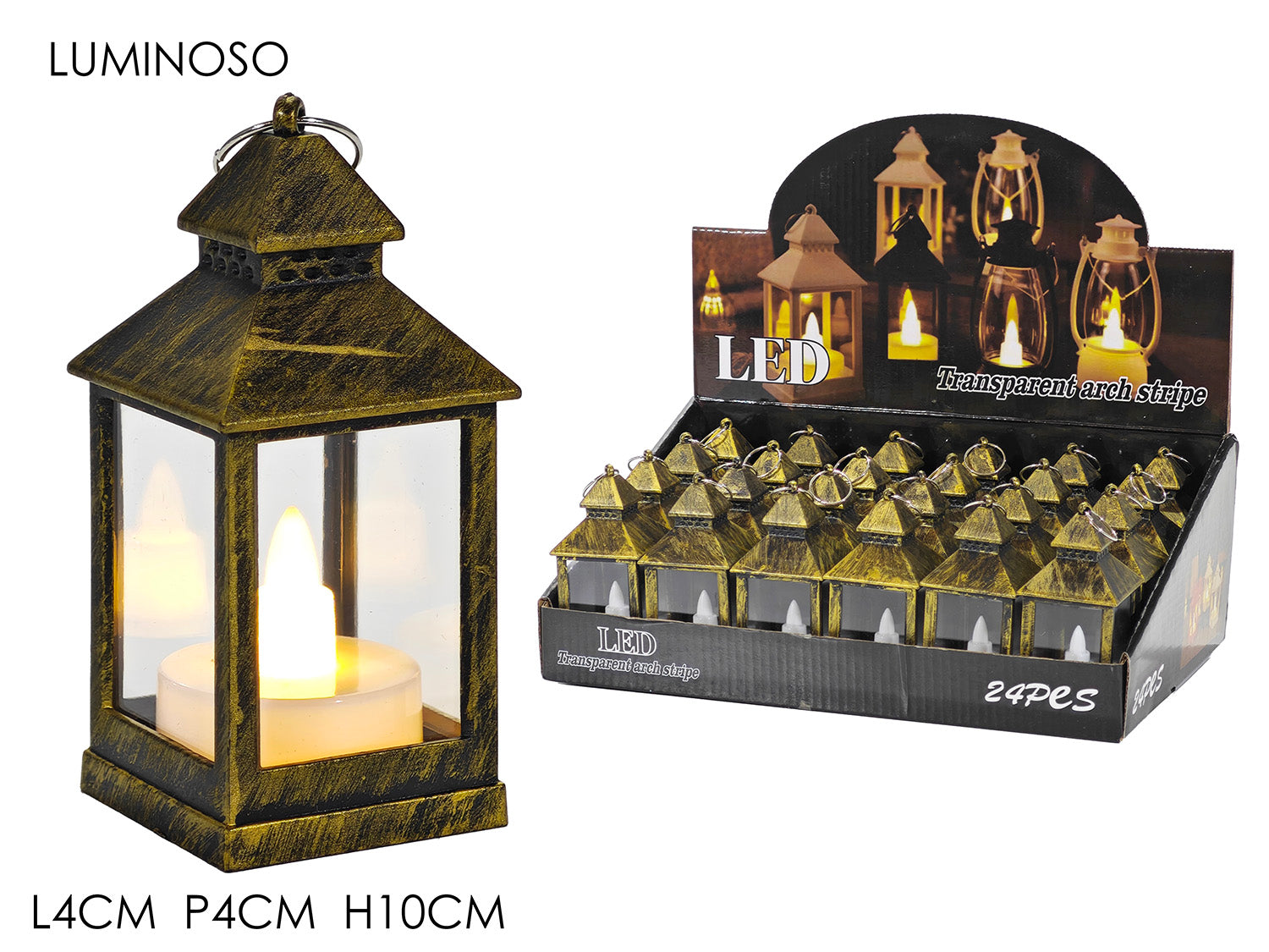 Lanterna luminosa a batteria 4x4xh.10cm