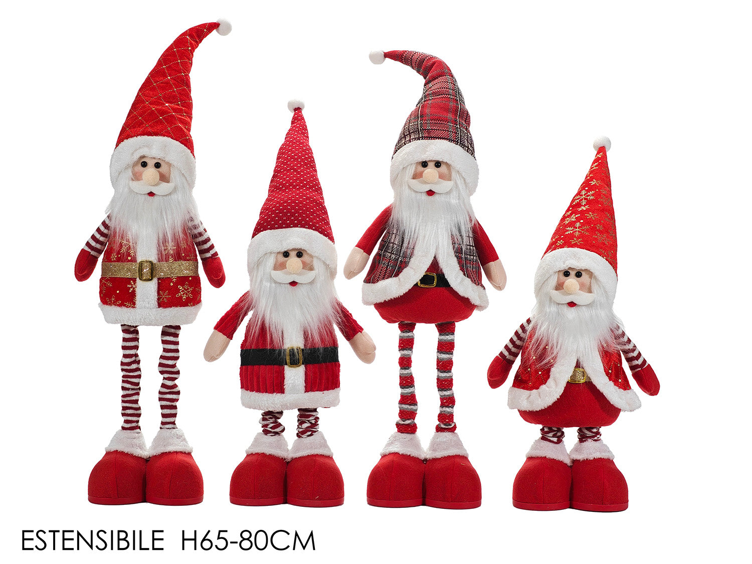 Babbo estensibile h.65/80cm rosso e bianco in 4 assortimenti