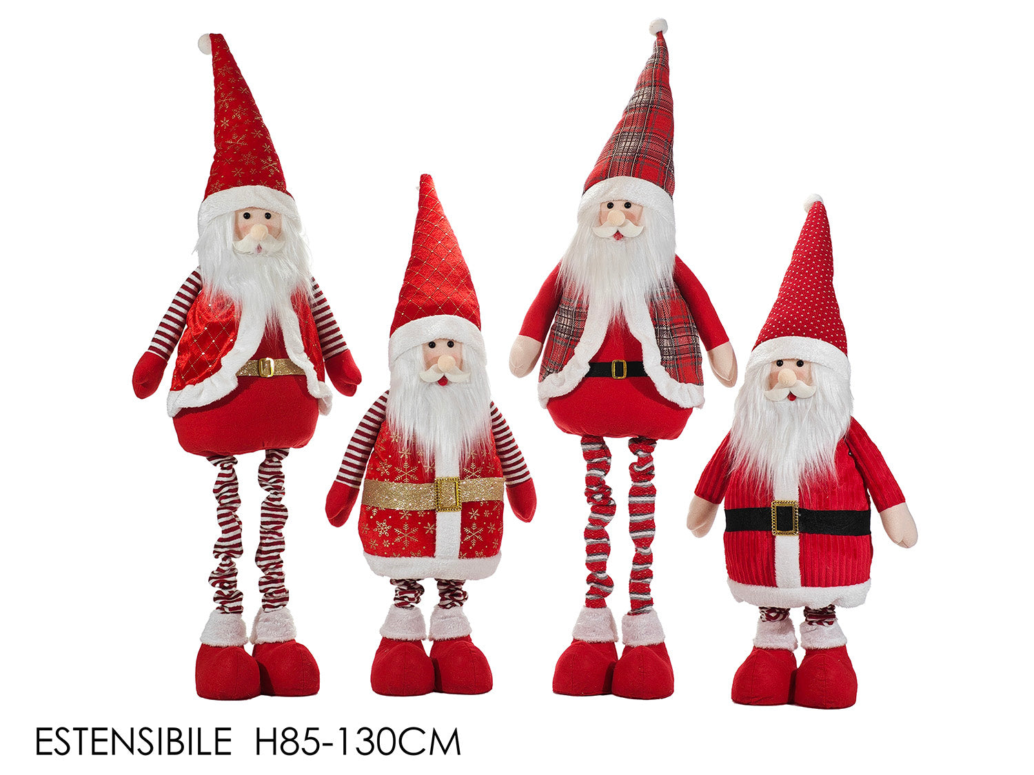 Babbo estensibile h.85/130cm rosso e bianco in 4assortimenti