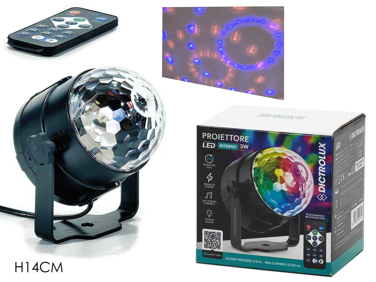 Mini proiettore led con telecomando 14cm