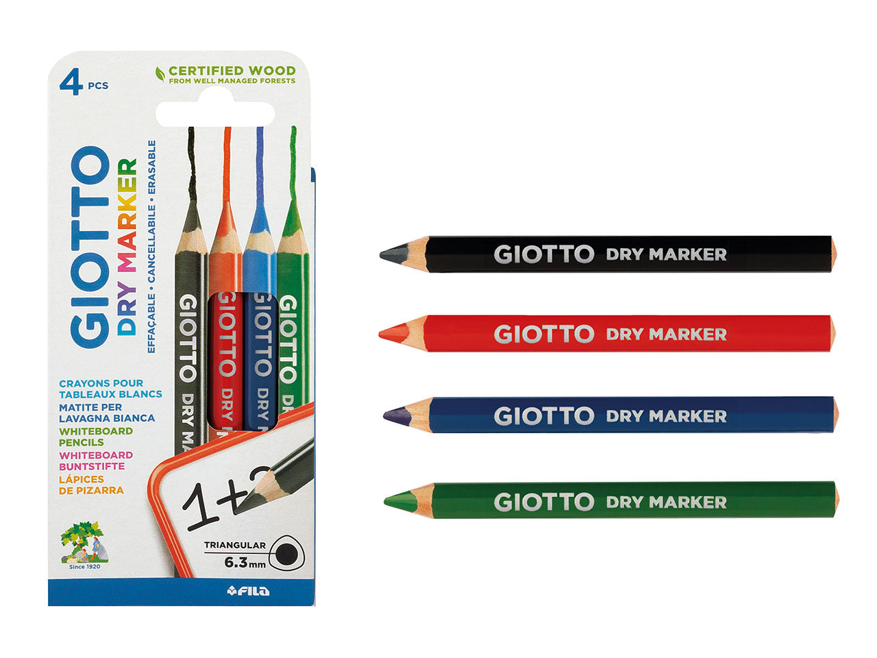 Matite colorate dry marker per lavagne confezione da 4 pezzi