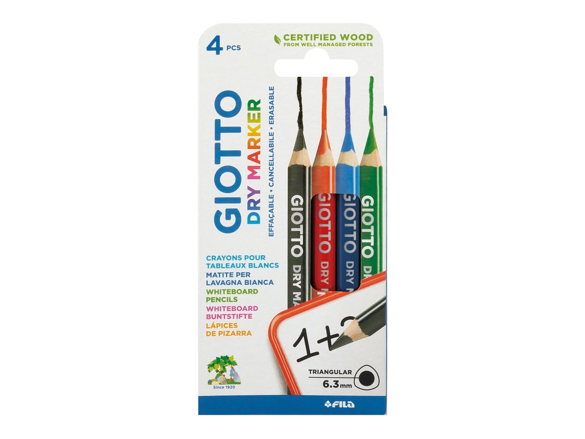 Matite colorate dry marker per lavagne confezione da 4 pezzi